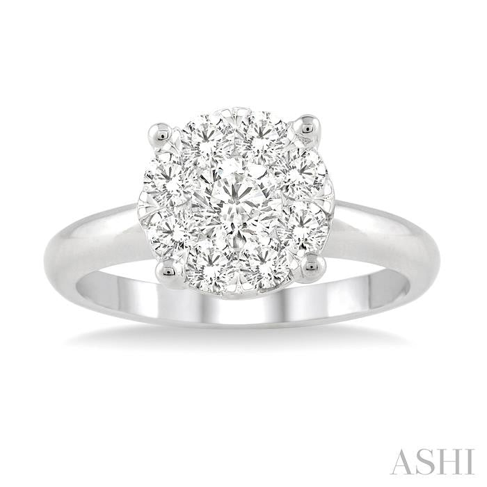 3/4 Ctw Lovebright Round Cut Diamond Bridal Ring in 14K White Gold