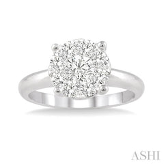 1/2 Ctw Lovebright Round Cut Diamond Bridal Ring in 14K White Gold