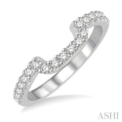 1/3 Ctw U-Shape Center Round Cut Diamond Wedding Band in 14K White Gold