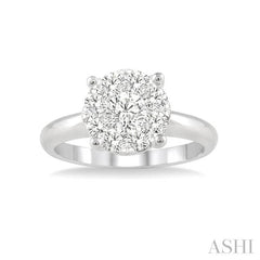 1/4 Ctw Lovebright Round Cut Diamond Bridal Ring in 14K White Gold