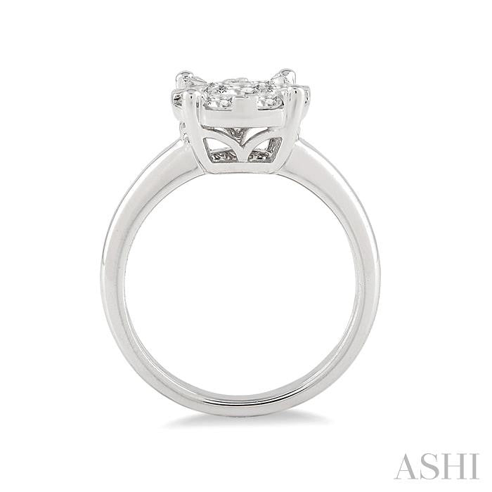 1/4 Ctw Lovebright Round Cut Diamond Bridal Ring in 14K White Gold