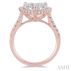 2 Ctw Pear Shape Diamond Lovebright Ring in 14K Rose and White Gold