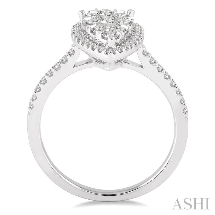 3/4 Ctw Pear Shape Diamond Lovebright Ring in 14K White Gold