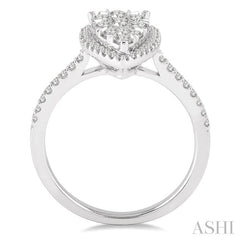3/4 Ctw Pear Shape Diamond Lovebright Ring in 14K White Gold