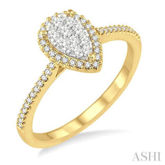 1/3 Ctw Pear Shape Diamond Lovebright Ring in 14K Yellow and White Gold