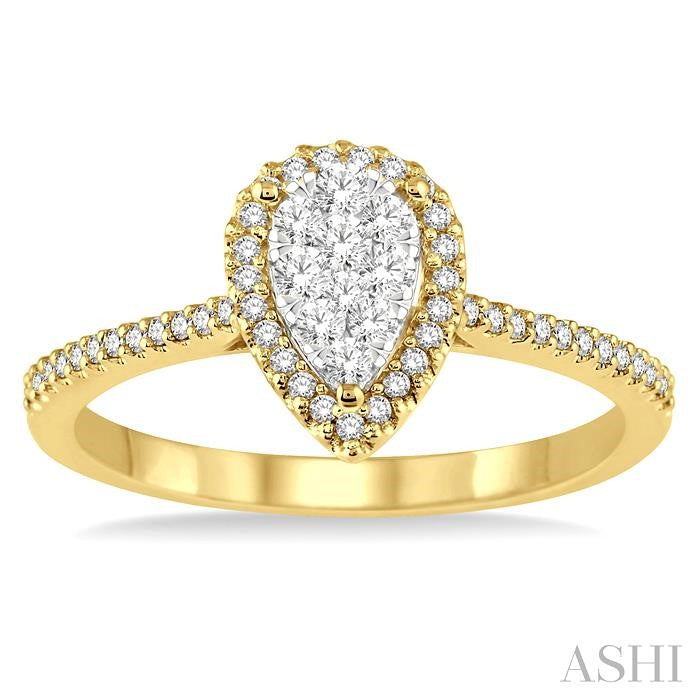 1/3 Ctw Pear Shape Diamond Lovebright Ring in 14K Yellow and White Gold