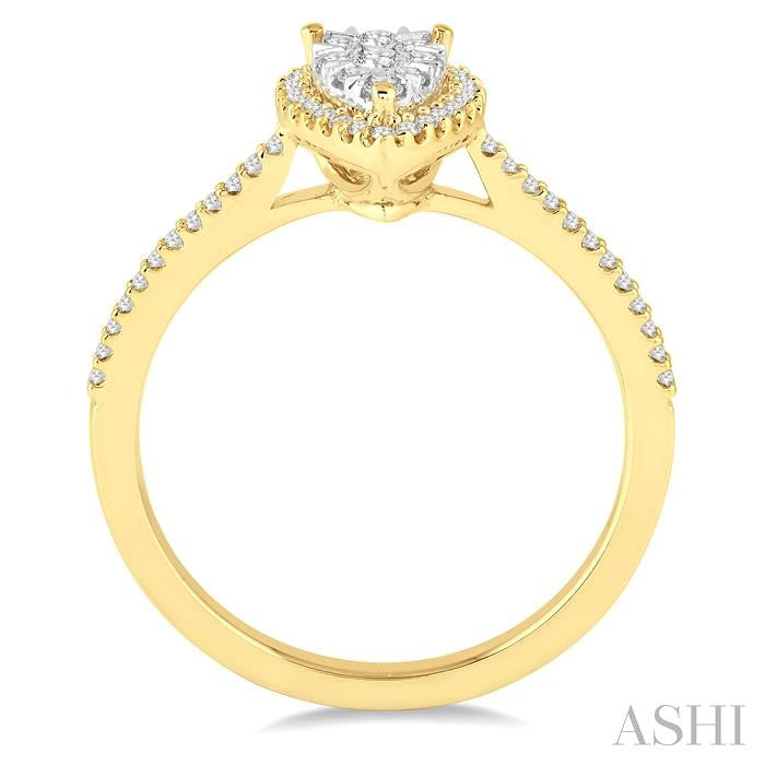 1/3 Ctw Pear Shape Diamond Lovebright Ring in 14K Yellow and White Gold