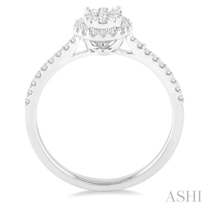 1/3 Ctw Round Shape Diamond Lovebright Ring in 14K White Gold