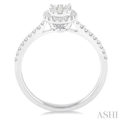 1/3 Ctw Round Shape Diamond Lovebright Ring in 14K White Gold