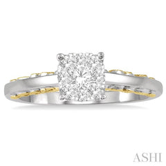 1/3 Ctw Round Diamond Lovebright Solitaire Style Engagement Ring in 14K White and Yellow Gold