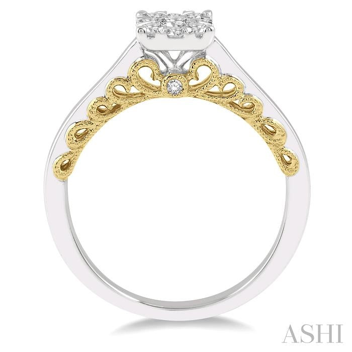 1/3 Ctw Round Diamond Lovebright Solitaire Style Engagement Ring in 14K White and Yellow Gold