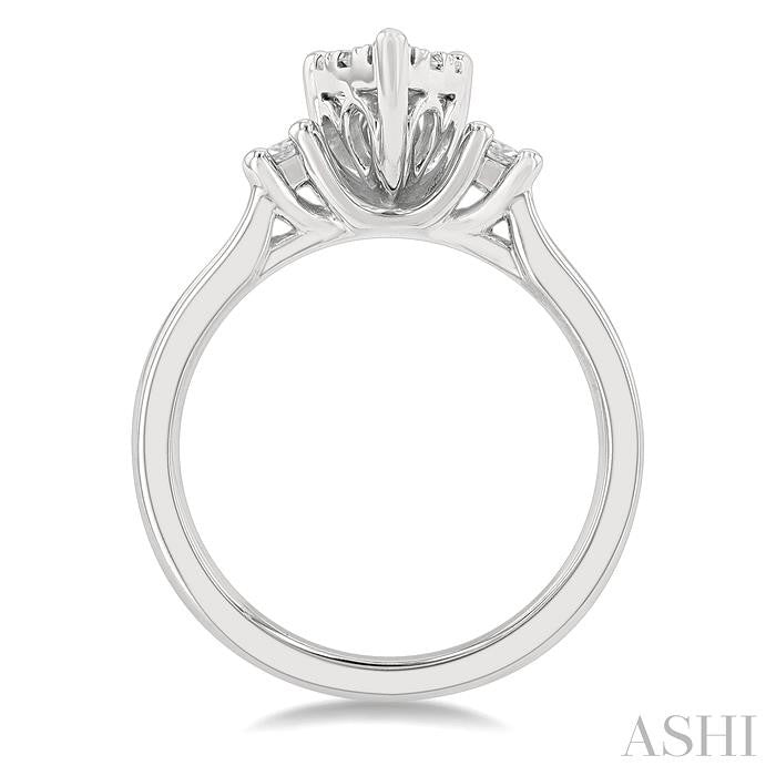 1/2 Ctw Pear Shape Lovebright Round Cut Diamond Engagement Ring in 14K White Gold