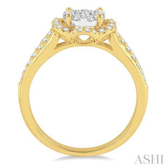 5/8 Ctw Round Cut Diamond Lovebright Ring in 14K Yellow Gold