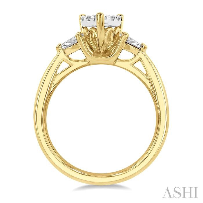 5/8 Ctw Pear Shape Lovebright Pear and Round Cut Diamond Engagement Ring in 14K Yellow and White Gold