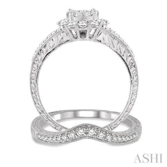 3/4 Ctw Diamond Lovebright Wedding Set with 5/8 Ctw Engagement Ring and 1/6 Ctw Wedding Band in 14K White Gold