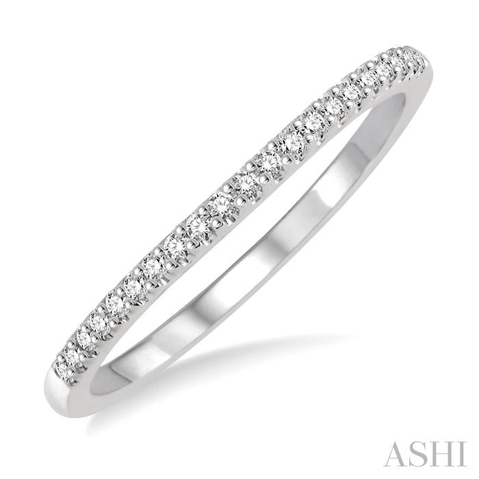 1/10 Ctw Round Cut Diamond Wedding Band in 14K White Gold