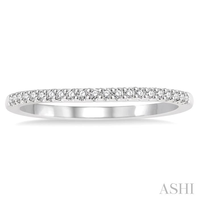 1/10 Ctw Round Cut Diamond Wedding Band in 14K White Gold