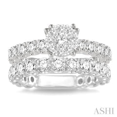 1 3/4 Ctw Diamond Lovebright Wedding Set with 1 Ctw Engagement Ring and 3/4 Ctw Wedding Band in 14K White Gold