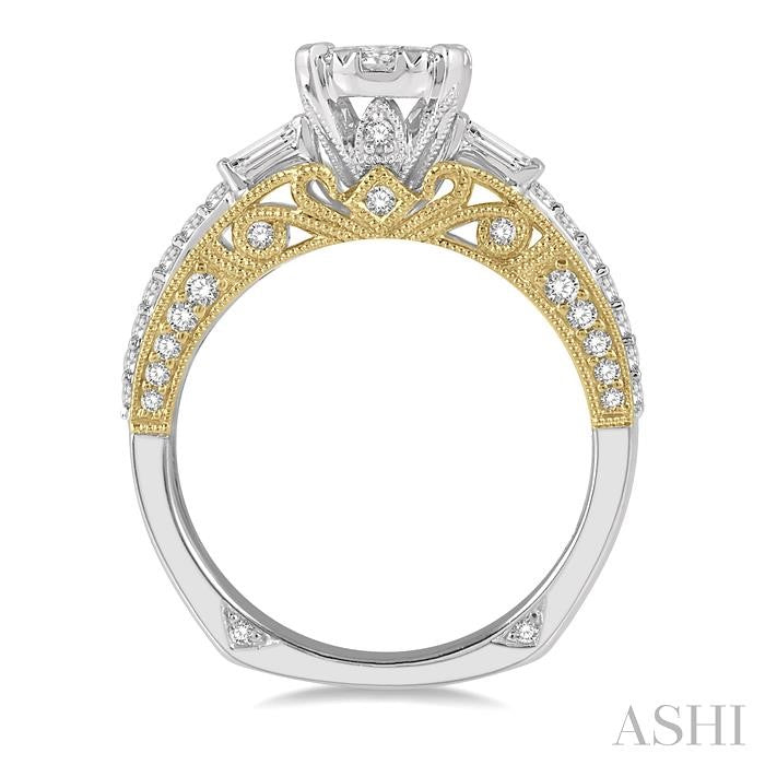 1 Ctw Diamond Lovebright Engagement Ring in 14K White and Yellow Gold