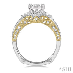 1 Ctw Diamond Lovebright Engagement Ring in 14K White and Yellow Gold