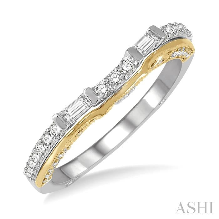 1/3 Ctw Diamond Wedding Band in 14K White and Yellow Gold