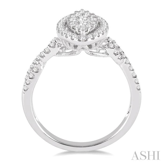 3/4 Ctw Marquise Shape Diamond Lovebright Ring in 14K White Gold
