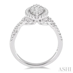 3/4 Ctw Marquise Shape Diamond Lovebright Ring in 14K White Gold