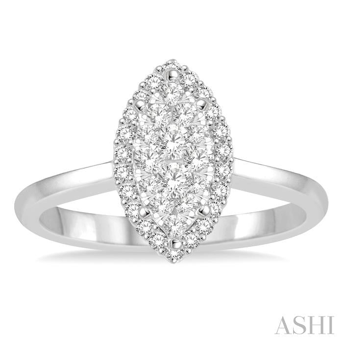 1/2 Ctw Marquise Shape Diamond Lovebright Ring in 14K White Gold