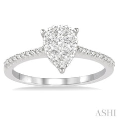 1/2 Ctw Pear Shape Diamond Lovebright Ring in 14K White Gold