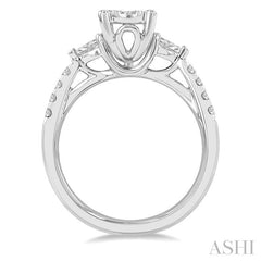 3/4 Ctw Oval Mount Lovebright Pear and Round Cut Diamond Engagement Ring in 14K White Gold