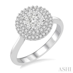 1/2 Ctw Diamond Lovebright Double Halo Ring in 14K White Gold