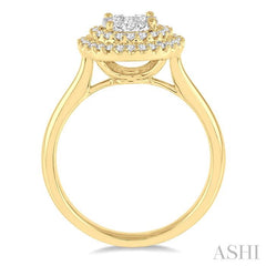 1/2 Ctw Diamond Lovebright Double Halo Ring in 14K Yellow and White Gold