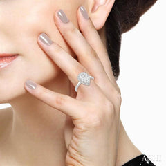 7/8 Ctw Pear Shape Diamond Lovebright Ring in 14K White Gold