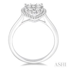 7/8 Ctw Pear Shape Diamond Lovebright Ring in 14K White Gold