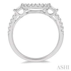 1/3 Ctw Arched Center Baguette & Round Cut Diamond Wedding Band in 14K White Gold