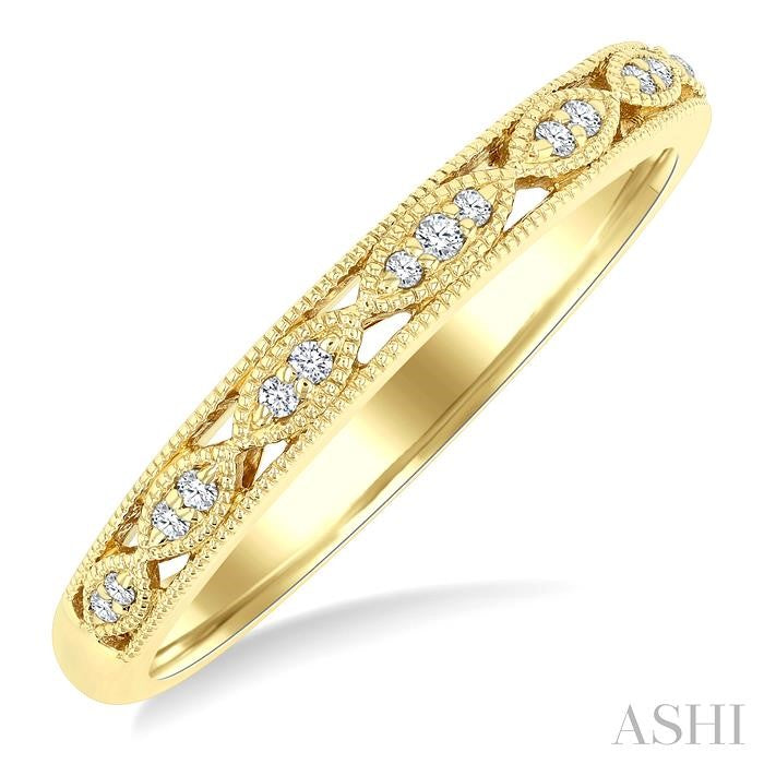 1/20 Ctw Marquise Shape Round Cut Diamond Wedding Band in 14K Yellow Gold