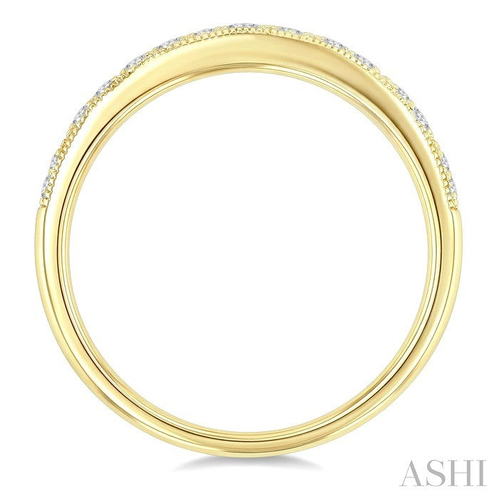 1/20 Ctw Marquise Shape Round Cut Diamond Wedding Band in 14K Yellow Gold