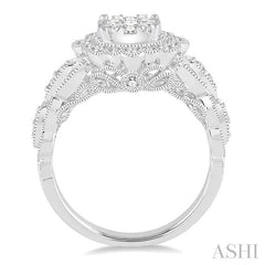 7/8 Ctw Diamond Lovebright Engagement Ring in 14K White Gold