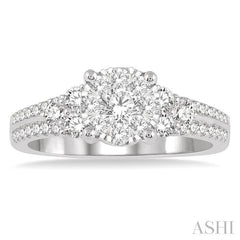 7/8 Ctw Lovebright Diamond Cluster Ring in 14K White Gold