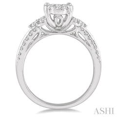 7/8 Ctw Lovebright Diamond Cluster Ring in 14K White Gold