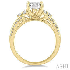 7/8 Ctw Lovebright Diamond Cluster Ring in 14K Yellow and White Gold