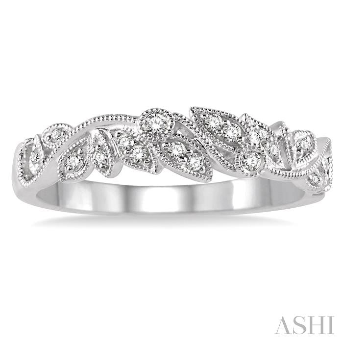 1/10 Ctw Round Cut Diamond Wedding Band in 14K White Gold