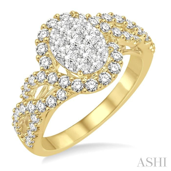 1 Ctw Diamond Lovebright Ring in 14K Yellow and White Gold