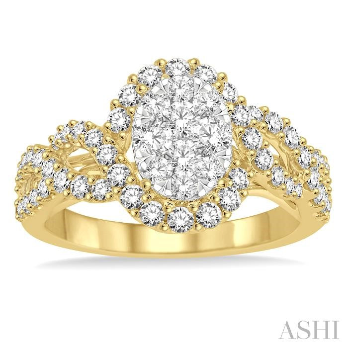 1 Ctw Diamond Lovebright Ring in 14K Yellow and White Gold