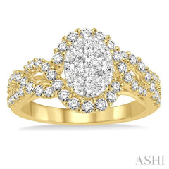 1 Ctw Diamond Lovebright Ring in 14K Yellow and White Gold