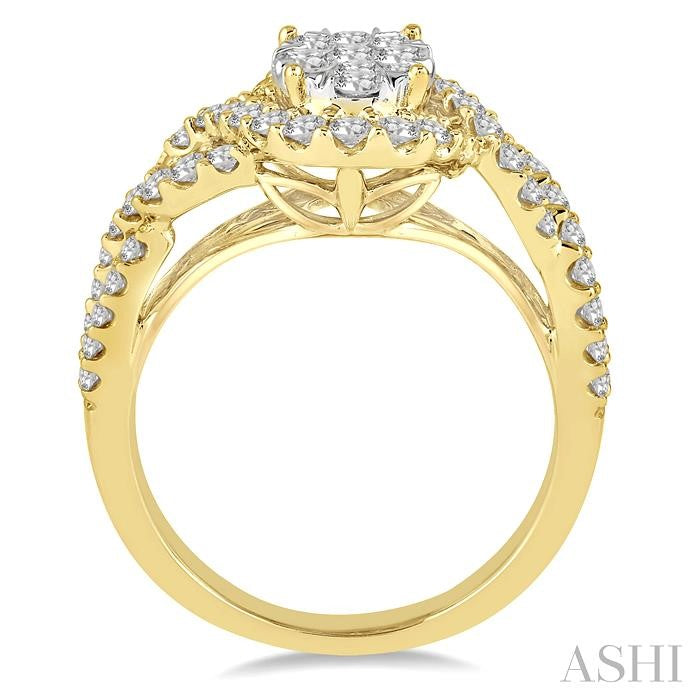 1 Ctw Diamond Lovebright Ring in 14K Yellow and White Gold