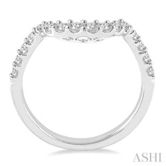 1/5 Ctw Deep Curve Center Round Cut Diamond Wedding Band in 14K White Gold