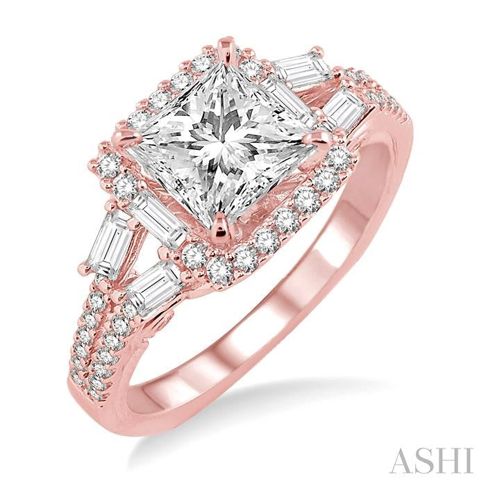 3/4 Ctw Diamond Semi-Mount Engagement Ring in 14K Rose Gold