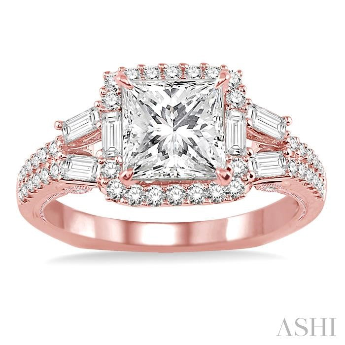 3/4 Ctw Diamond Semi-Mount Engagement Ring in 14K Rose Gold