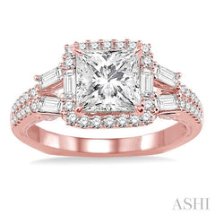3/4 Ctw Diamond Semi-Mount Engagement Ring in 14K Rose Gold